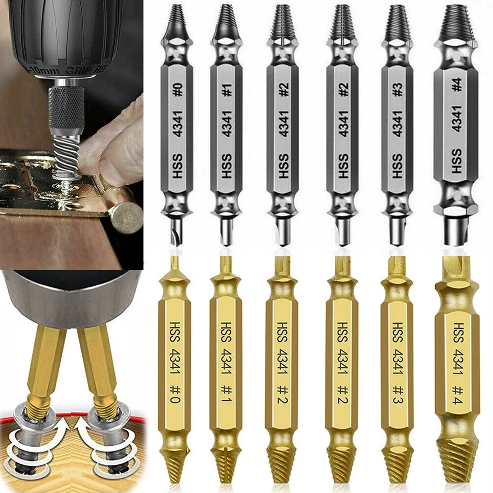 4/5/6Pcs Damaged Screw Extractor Drill Bit Double Side Drill Out Broken Screw Bolt Remover Extractor Tools Set Take Out Tool Set