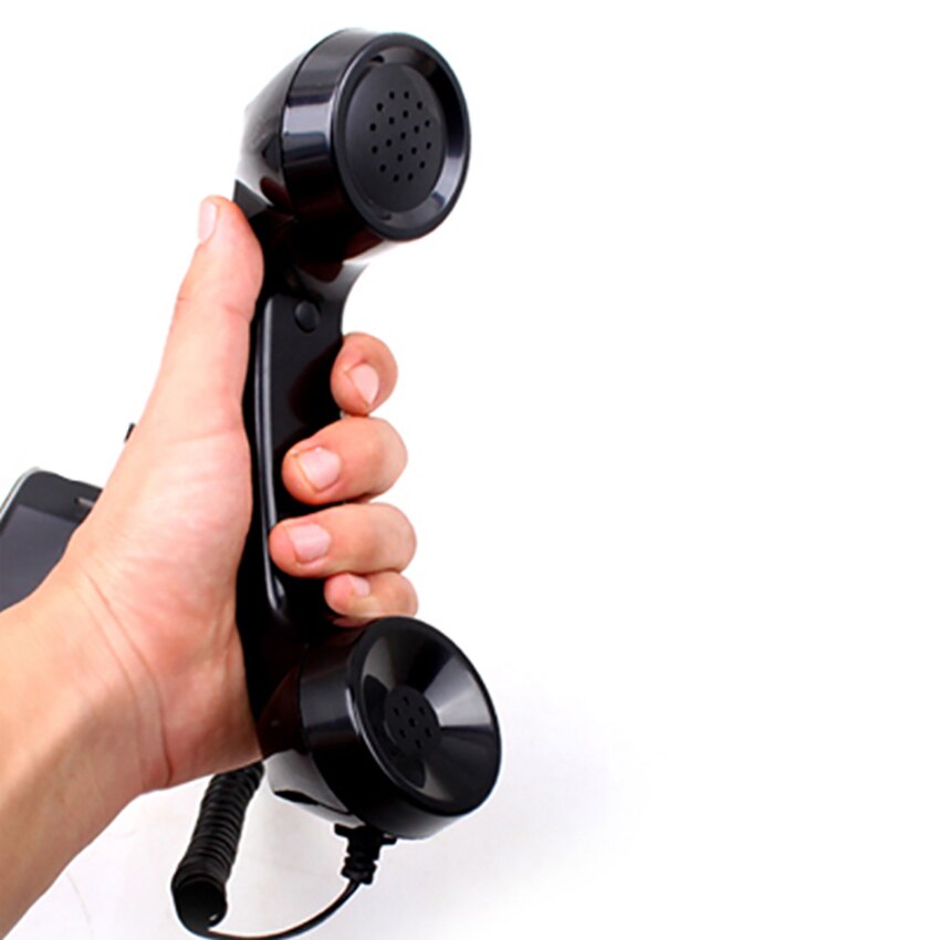 Vintage rétro téléphone combiné téléphone portable récepteur micro Microphone pour téléphone portable Smartphone, prise 3.5mm, câble 100cm: Black