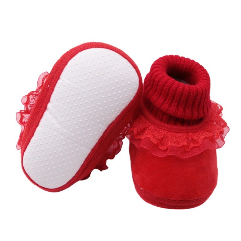Herbst Winter Neue Neugeborenes Baby Jungen Mädchen Baumwolle Stiefel Casual Einfarbig Warme Bequeme Woolen Garn Booties Mit Blume Rand