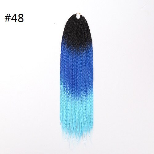 Extensions de tresses synthétiques au Crochet ombrées, 24 pouces, en fibres résistantes à la chaleur, 24 racines/paquet, style rose et bleu, Expo City: 48 / 9 Pcs/Lot