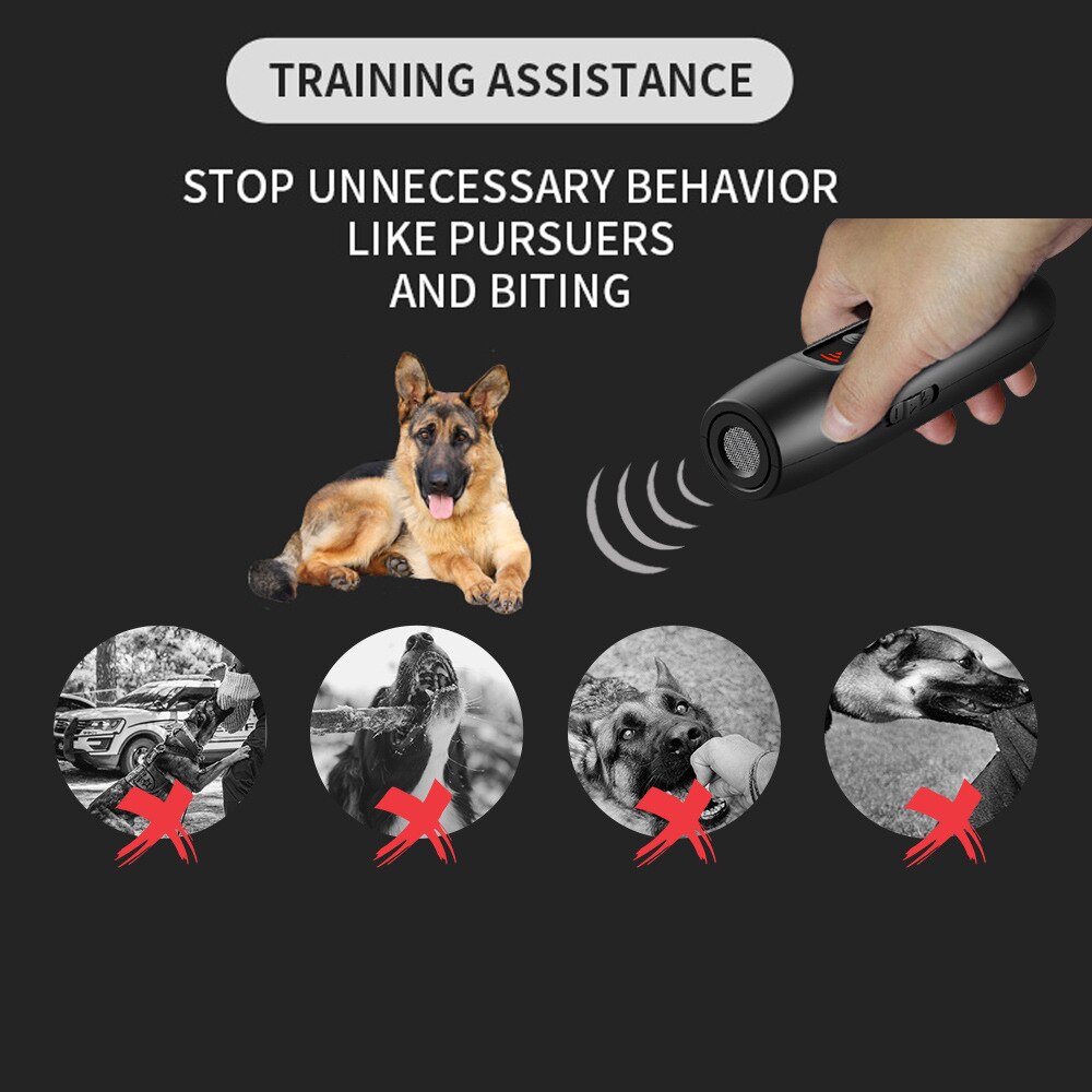 Dog Repeller Device LED Ultrasonic Dog Training Repellents Anti-barking Device with Flash Light Outdoor Without Battery