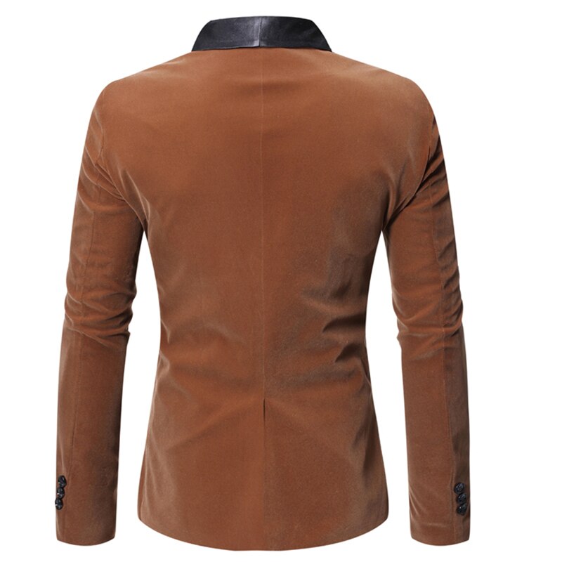 Winter Corduroy Suit Blazer Men England Style Lapel Slim One Button Jacket High Grade Solid Color Business Casual Coats