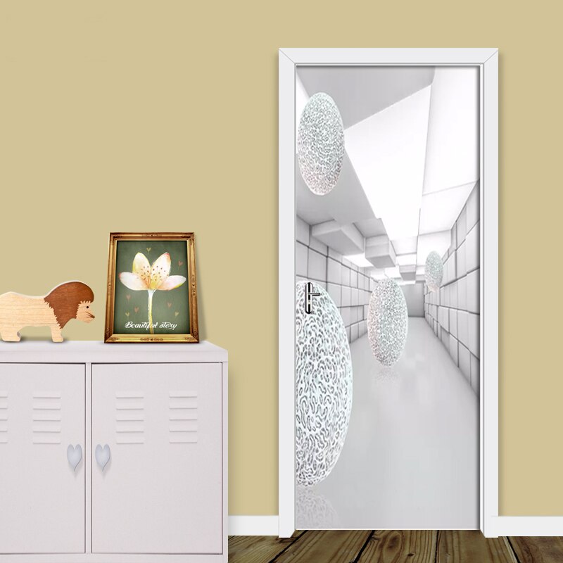PVC Self-Adhesive Waterproof Door Sticker Modern 3D Stereo Space Wallpaper Living Room Bedroom Door Stickers Home Decor 3D Mural