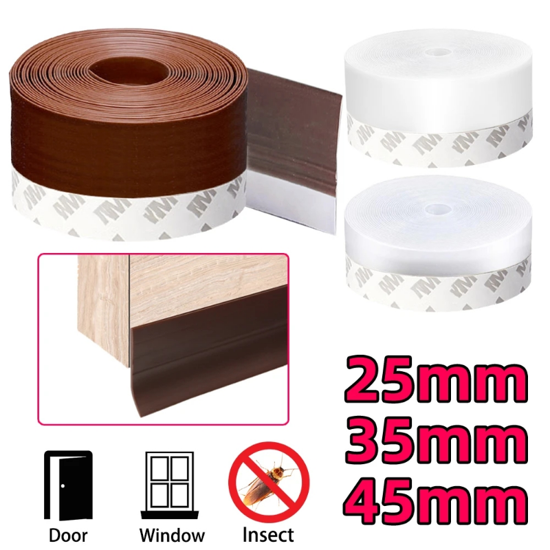 Self Adhesive Door Bottom Seal Strip Window Rubber Seal Soundproof Weatherstrip Windproof Dust Door Windshield Sealing Tape