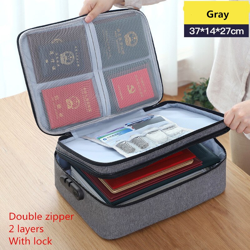 Bolsa de almacenamiento de documentos multiusos de gran capacidad, bolso de Material impermeable para organizar el hogar, viaje de negocios, organizador de archivos, maletín: B2 Gray