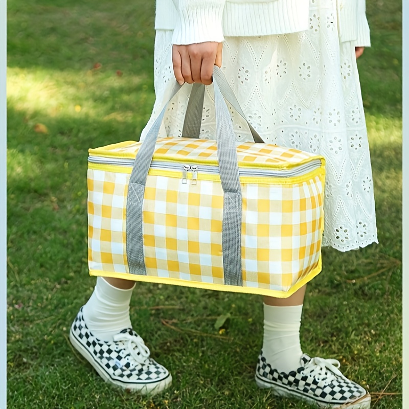Large Capacity Insulated Picnic Basket-Foldable Outdoor Refrigerated Bag with Thick Aluminum Foil Lining and Multi Layer