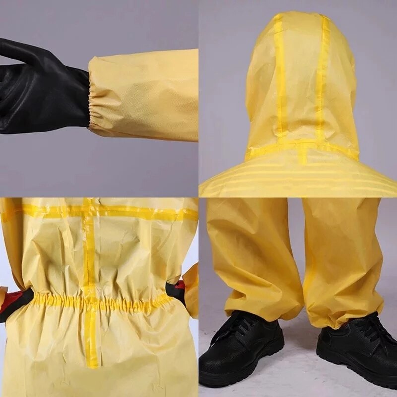 Splash Proof Work Protective Suit Chemical Industry Acid And Alkali Resistant Safety Protective Overalls With Hat