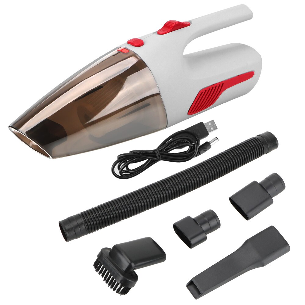 Nettoyeur Portable sans fil pour voiture et maison, Super aspiration, humide/sec, double usage, 120W, 12V, 5000PA: White Cordless