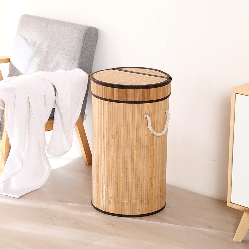 Folding Storage Bucket Laundry Basket Dirty Clothes Basket Storage Bamboo Woven Storage Bucket Dirty Clothes Storage BasketLB596