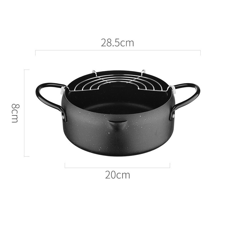 Japanse Stijl Frituren Pot Maifan Stone Anti-Stick Tempura Frter Pan Gebakken Kip Pot Koken Gereedschap Keukengereedschap zwart