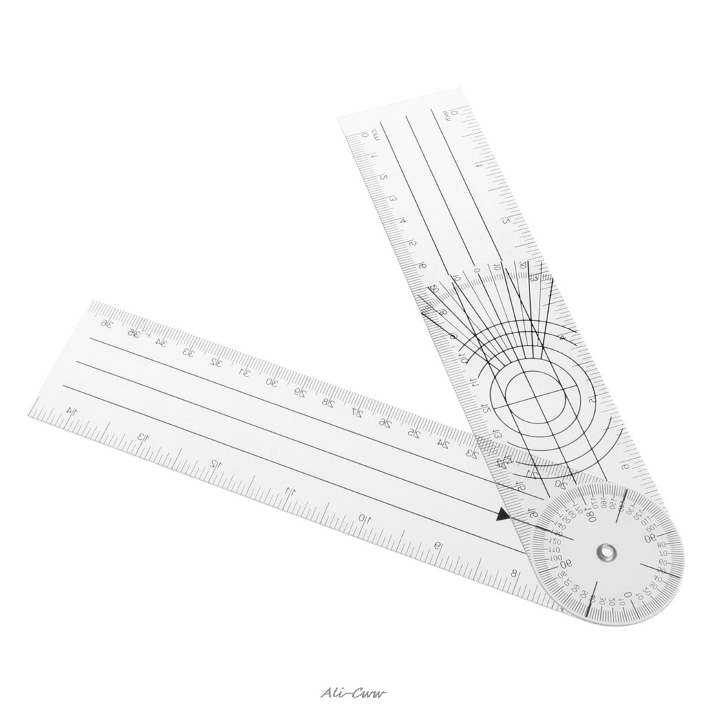 Brugbar multi-lineal 360 graders goniometer vinkel spinal lineal cm / inch