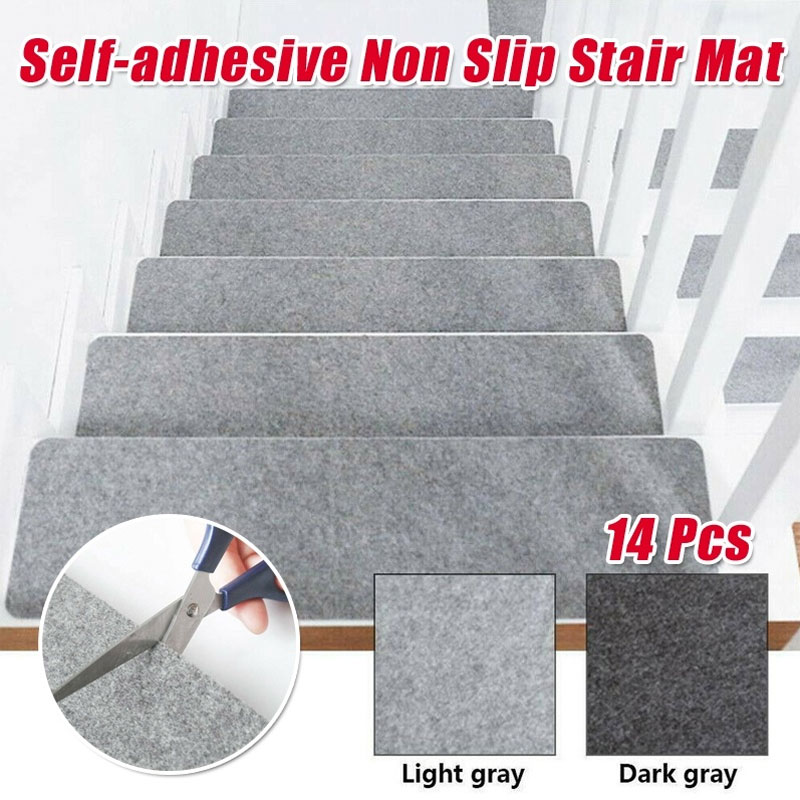 14 stk/sett trappeteppe tepper saken selvklebende gulvmatte dørmatte trinn trapp sklisikre beskyttelsesdeksel trappmatte