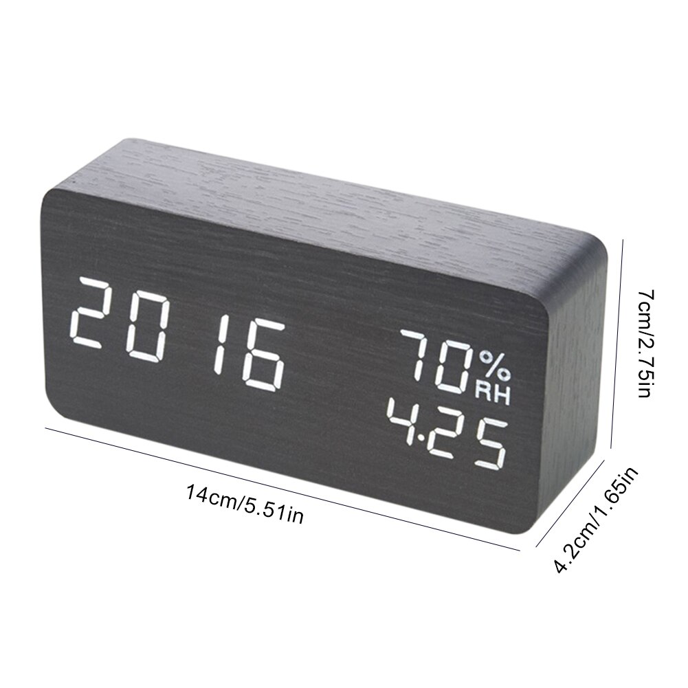 Bedroom Alarm Clock Home Bedside Desktop Wood Alarm Clock Living Room Multifunction Electronic LED Display Desk Alarm Clock