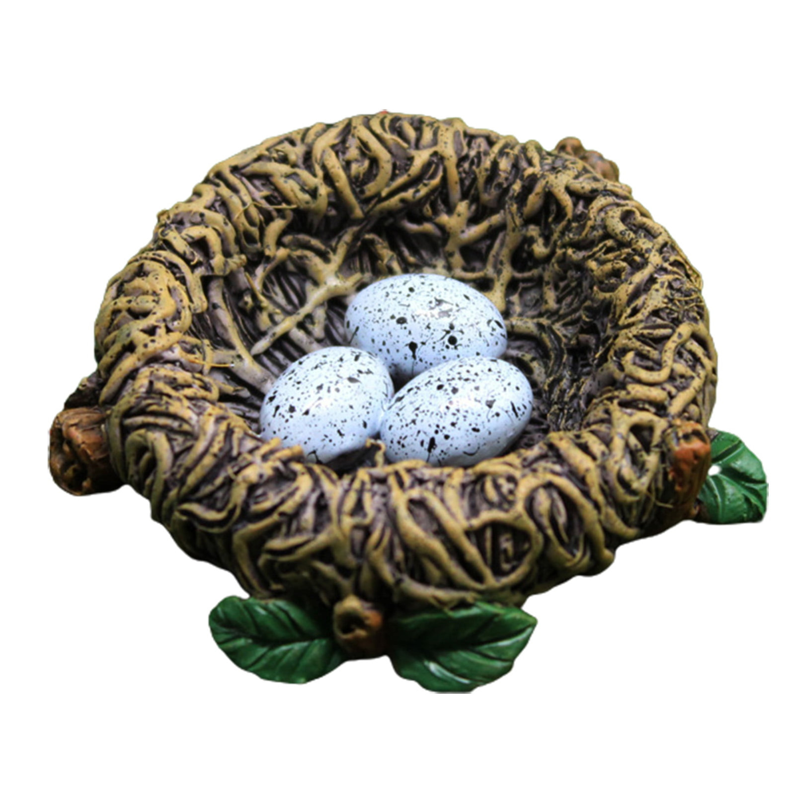 Simulation bird,bird's nest Resin Craft Ornament,cute animal diy sculpture tree decor,gardening bonsai decoration: S / Brown