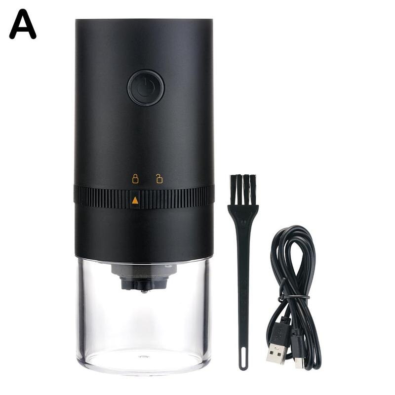 Upgrade Portable Electric Coffee Grinder USB Charge Grinder Core Beans Supplies Home Grinding Coffee Kitch T3A8: black