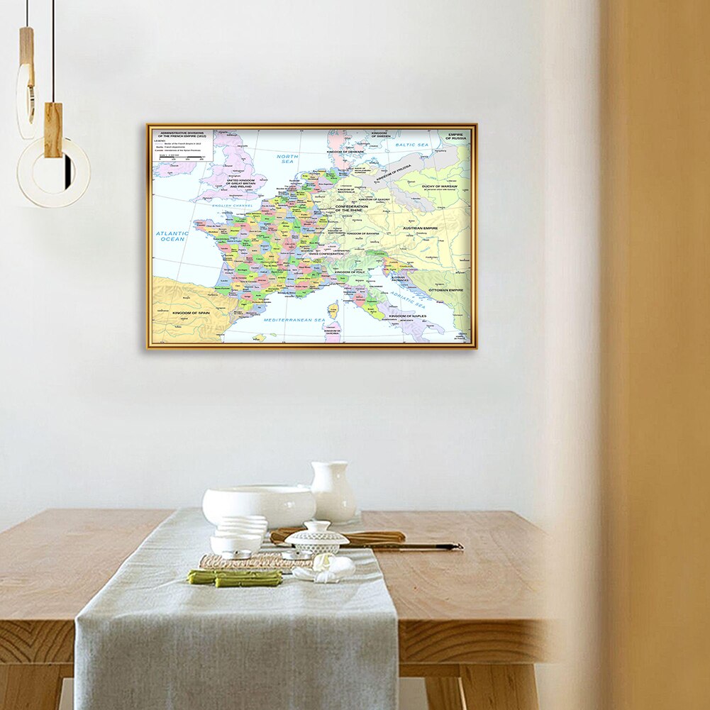 59*42cm 1812 The France Map Political Map In French Retro Wall Art Poster Canvas Painting Classroom Home Decor School Supplies