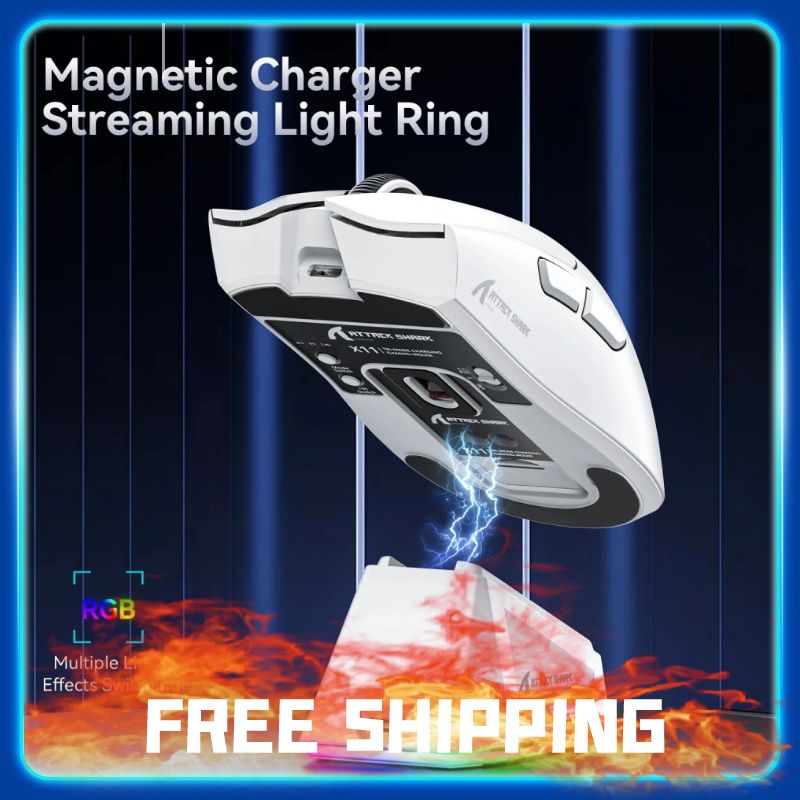 Attack Shark X11 Tri Mode PAW3311 2.4G-Gaming Mouse Magnetic Rechargeable Connectivity Ultra-Light Wireless E-sports for PC-LAP
