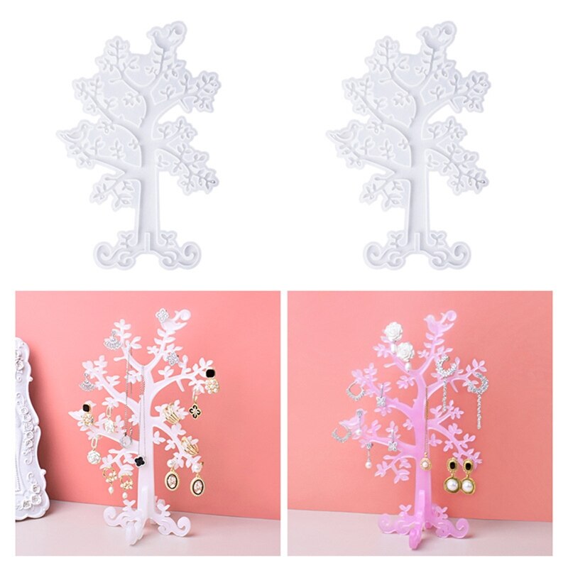 Jewelry Tree Organizer Resin Molds for Resin Casting Ring Holder Silicone Molds for Necklace Earring Display Stand Mold