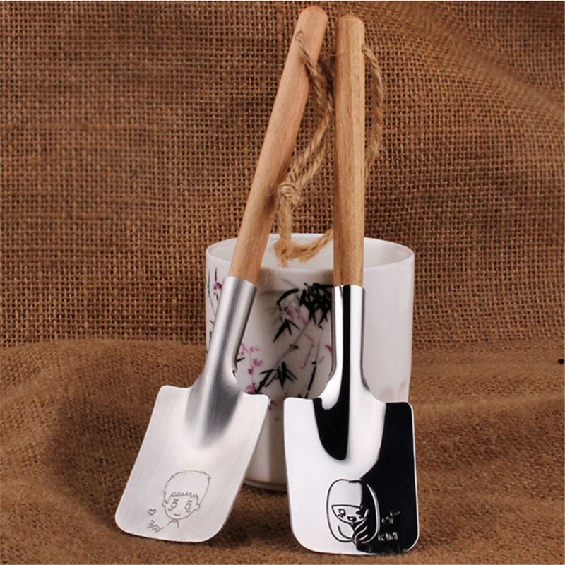 Plata de acero inoxidable vajilla cuchillería Set Shovel postre sandía cuchara pareja creativa de San Valentín Set cuchara