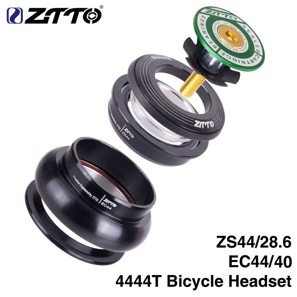 MTB Bicycle Headset 4444T 44mm ZS44 EC44 CNC 1 1/8"-1 1/2" Straight Tube Frame to Tapered Tube Fork 1.5 Adapter Headset: 4444T Green