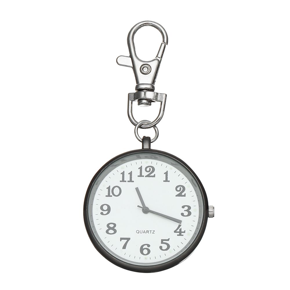 1 stk minimalistisk kvarts lommeur for sykepleier ultratynt åpent ansikt sykepleier klokker bærbar unisex nøkkel spenne anheng klokke: Svart hvit