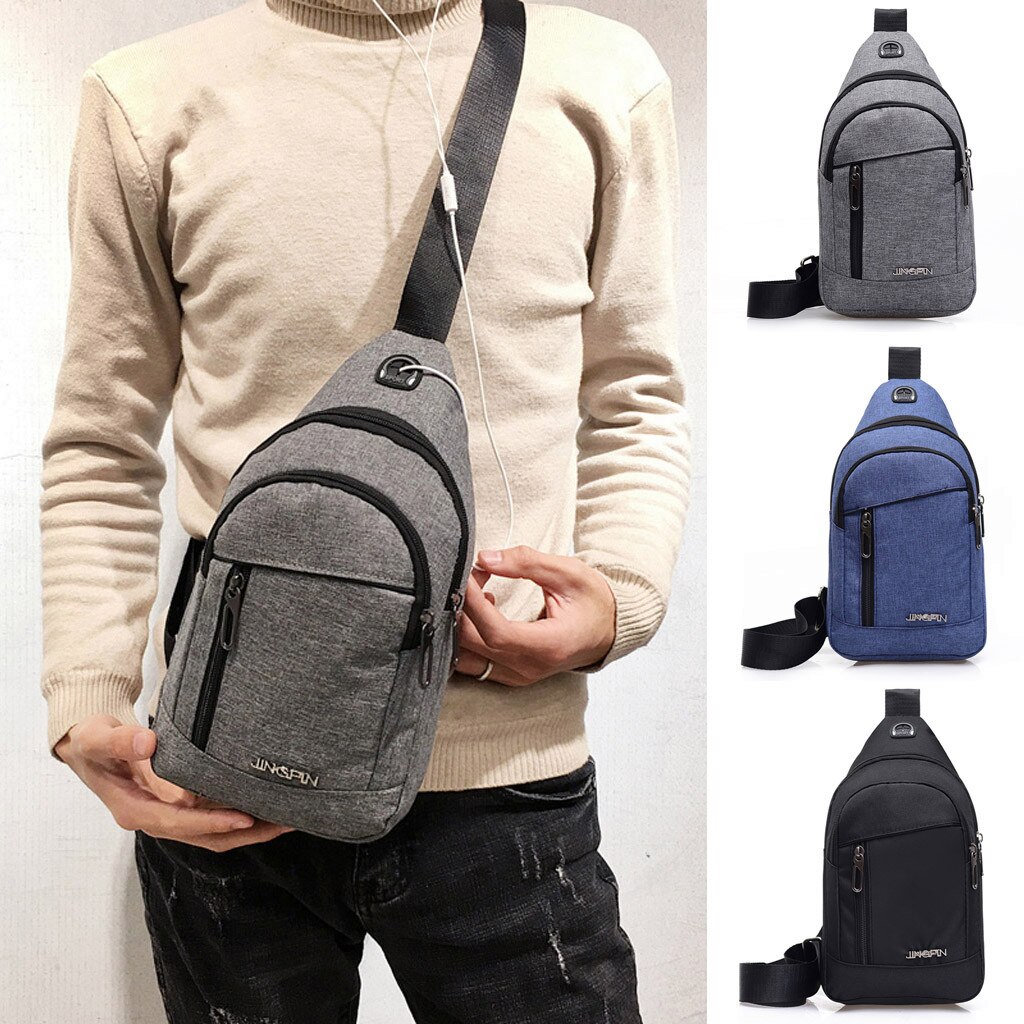 Brand Top Men Chest Bags Neutral Outdoor Sports Oxford Cloth Messenger Shoulder Bags Waist Bag Bolso Mujer Sac A Main Gray#5$