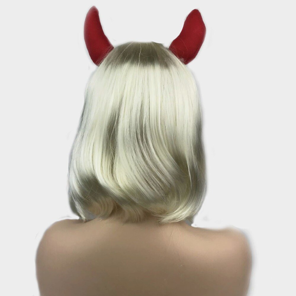 Perruque Blonde de Costume de WIigs d'halloween fort beauté avec des cornes perruque cheveux synthétiques de fête