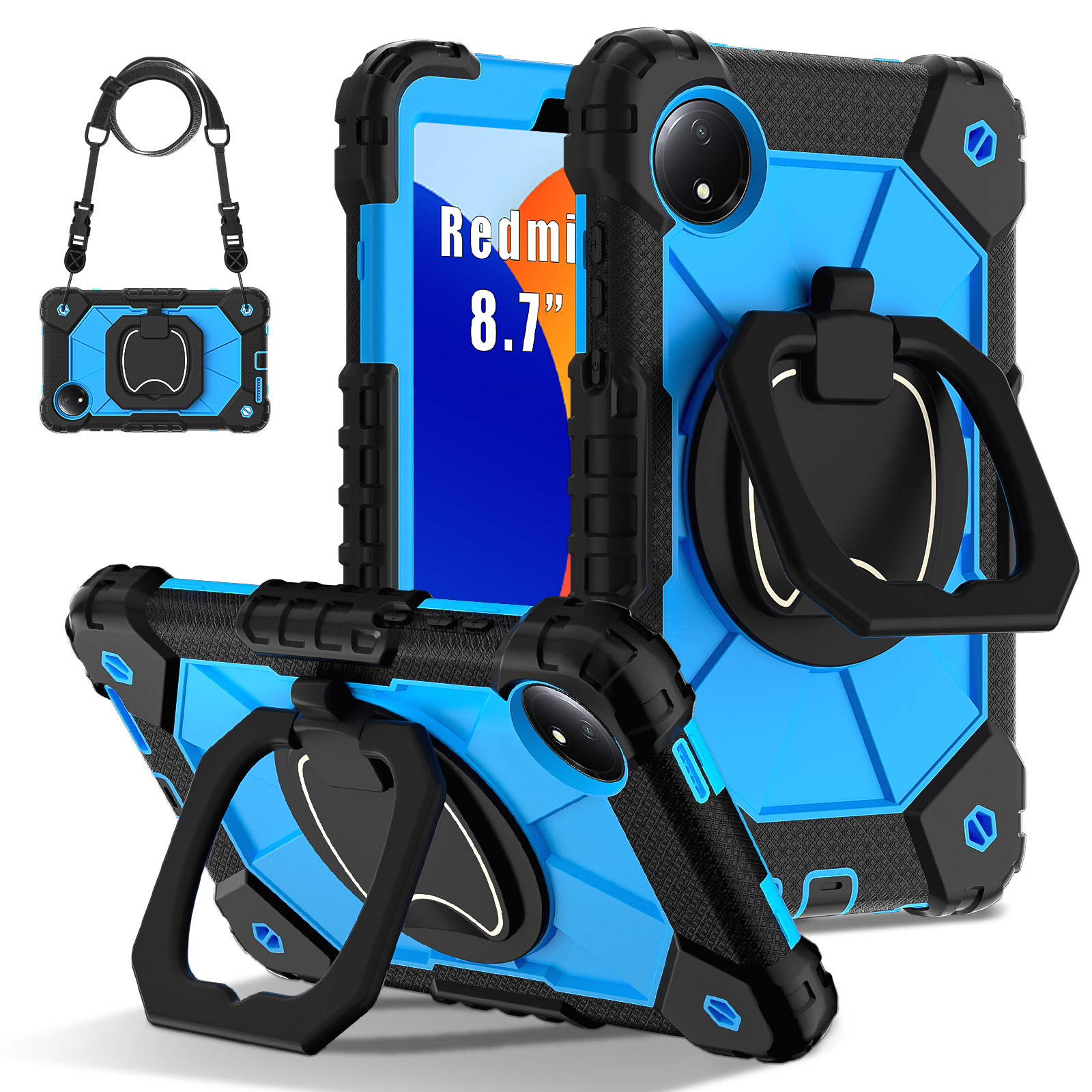 Funda para xiaomi pad 7 pro 11,2 "SE 8,7" redmi pro poco pad 12,1 "tableta segura a prueba de golpes funda con soporte de silicona para PC + correas para los hombros: 1 / BLANCO