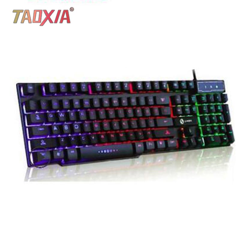 Office Household White Seven Colors Luminescent USB Cable Competitive Suspension Keyboard and Mouse Game Backlight Kit: TX30u Keyboard Black