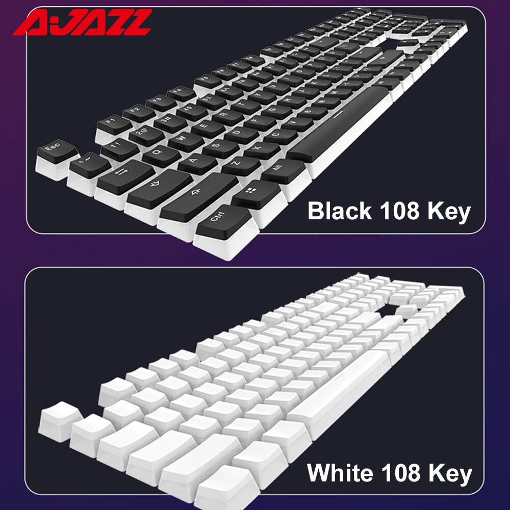 AJAZZ 108 Keys Mechanical Keyboard PBT Pudding Keycaps RGB Backlight Push Button Cover Sublimation Key Cap for Cherry MX Switch