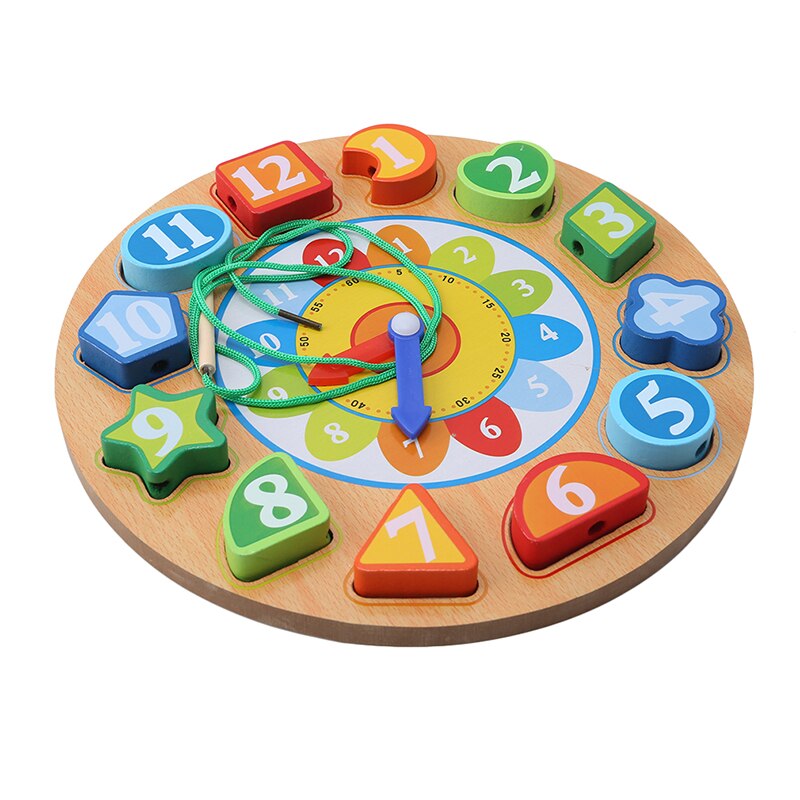 Children Mental Development Toy Wooden 12 Number Clock Toy Baby Colorful Digital Geometry Educational Sorting Nesting Toy