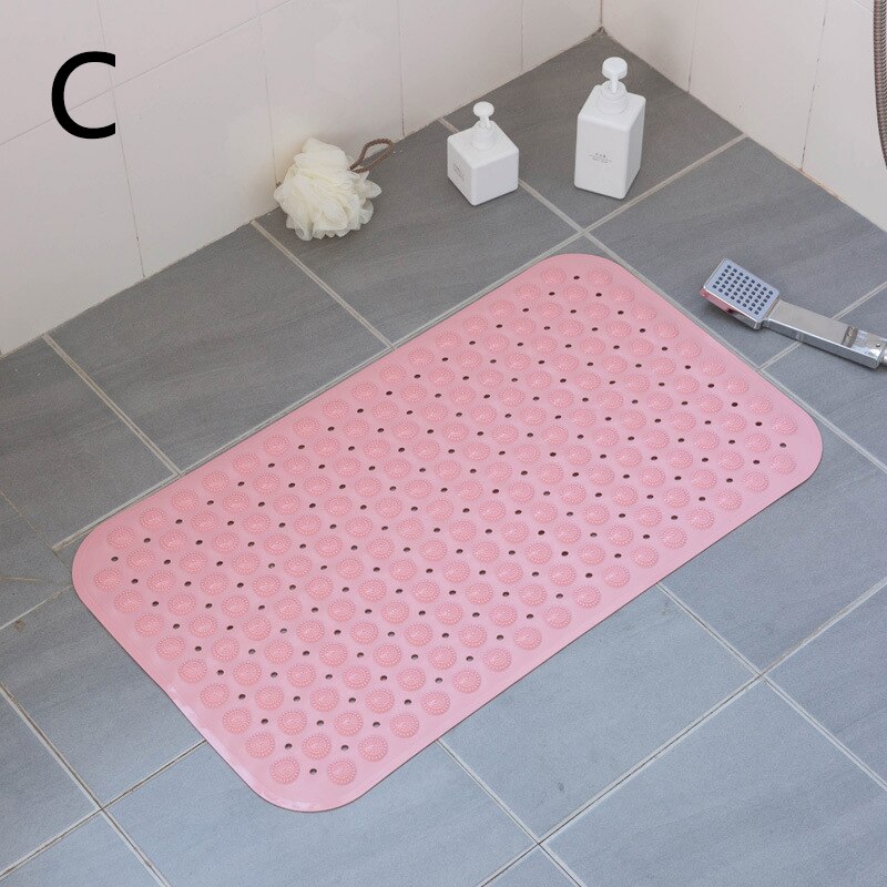 Long PVC Bath Mat Massage Bathroom Rugs Safety Anti Slip Shower Bathtub Mat Suction Cup Floor Mat Foot Pad 40x100cm: C