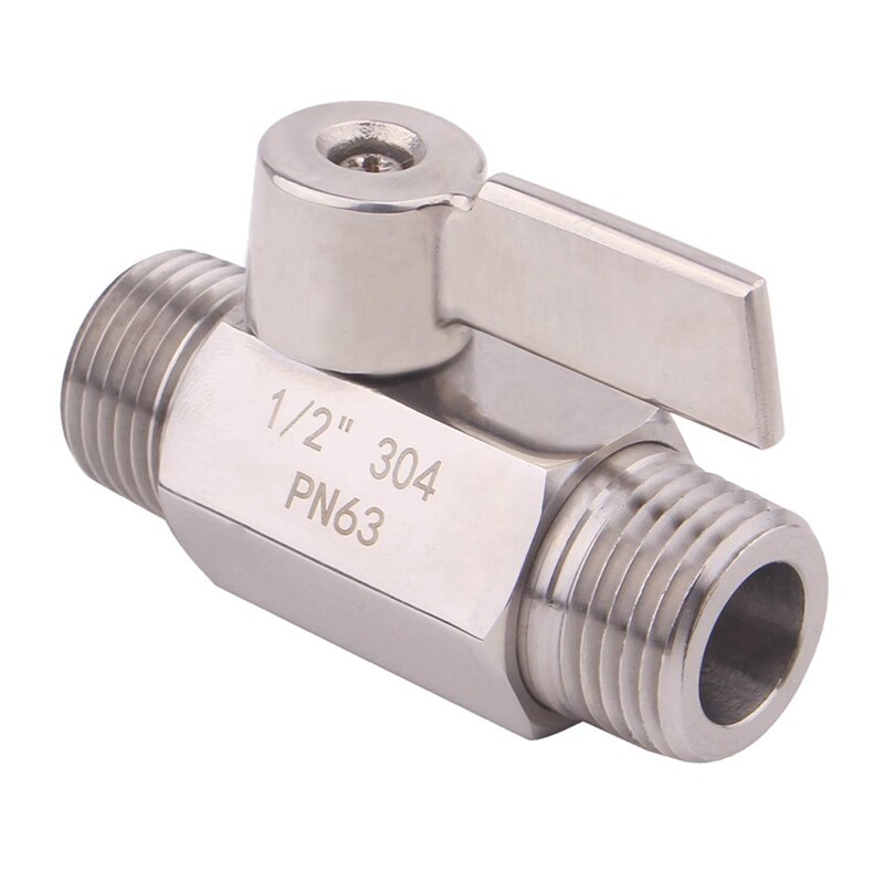 Stainless Ball Valve 1/2 Inch NPT Thread Male Small Mini Ball Valve Water Flow Regulator Head Control Valve