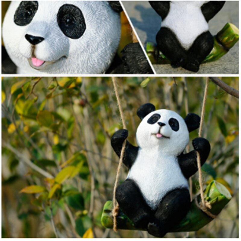 Simulatie Hars Panda Opknoping Ornament Landschap Sculptuur Handwerk Panda Swing Home Binnenplaats Tuin Decoratie Tre