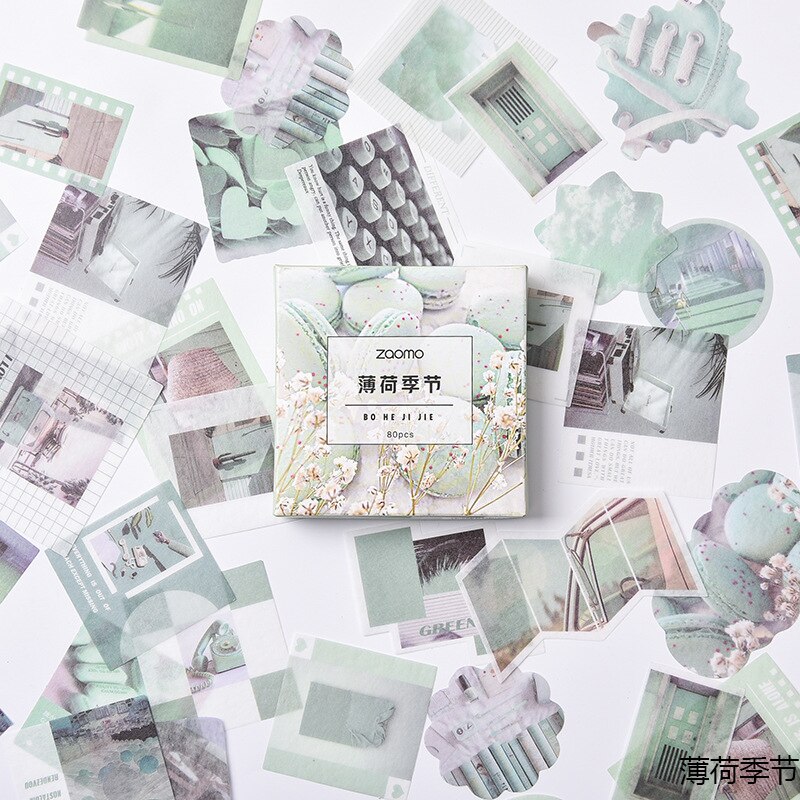 XINAHER 80 Pcs/box Vintage INS life Journal paper sticker DIY decoration sticker for album scrapbooking label sticker: H