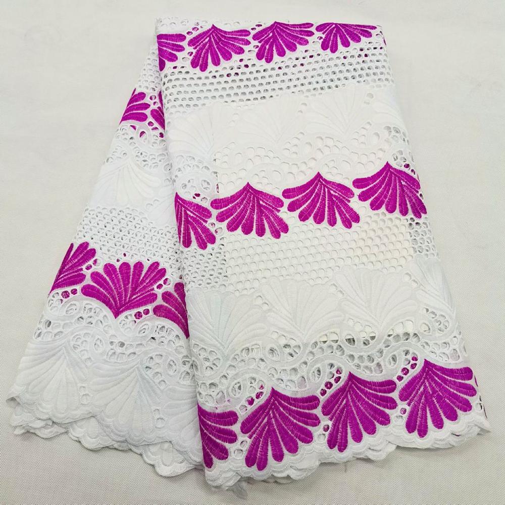 100% Cotton Nigeran Dry Cotton Lace Fabric Embroidery in Switzerland African Swiss Voile Lace Fabrics 5 yards