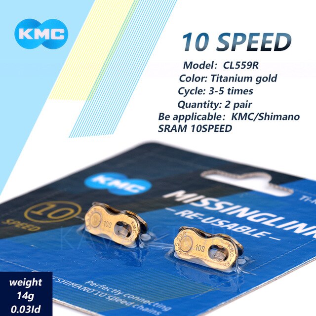 2 Pairs Kmc Fietsketting Ontbrekende Link 6/7/8/9/10/11/12 Speed Fietsen herbruikbare Ketting Magische Sluiting Zilver Goud: 10S CL566R Gold