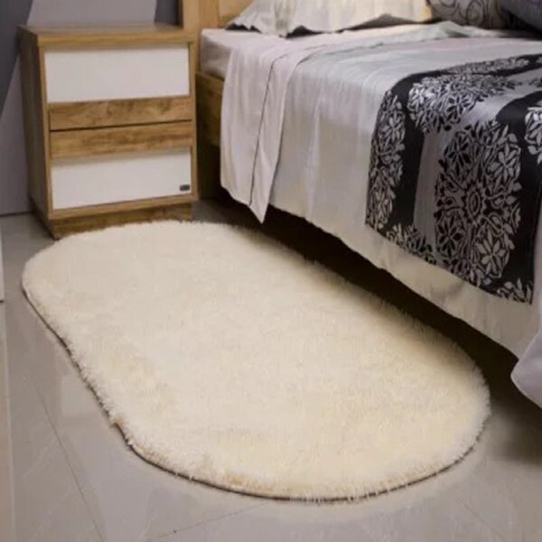 Ensfarget ovale vaskbare gulvmatter til hjemmet stue teppe soverom seng foran teppe salongbord teppe 40 x 60cm h99f: beige
