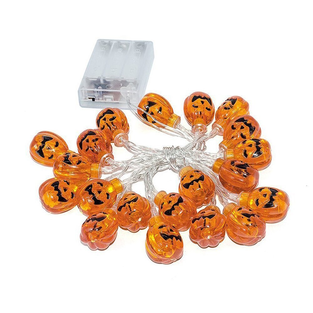 Guirlande lumineuse à 10/20/30/40led en forme de citrouille, alimentée par piles, pour Halloween, anniversaire, cheminée