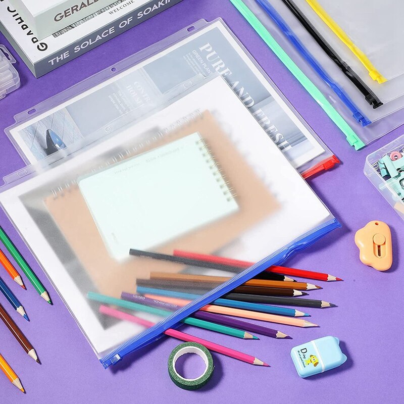 PPYY-A4 Binder Pockets 3 Holes Binder Folders Binder Pouch Folders 3-Ring Binder Loose Leaf Bags PVC Document Filing Bags