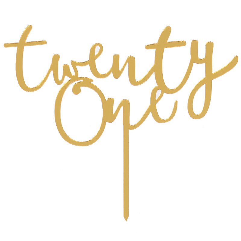 1pc Twenty One Happy Birthday Acrylic Cake Topper Letters Number 21 Acrylic Cupcake Topper For 21st Birthday Party Cake Deco: gold
