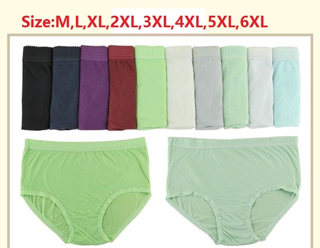 M,L,XL,2XL,3XL,4XL,5XL,6XL Women's plus size cotton briefs everyday underwear cotton panties 5pcs/lot