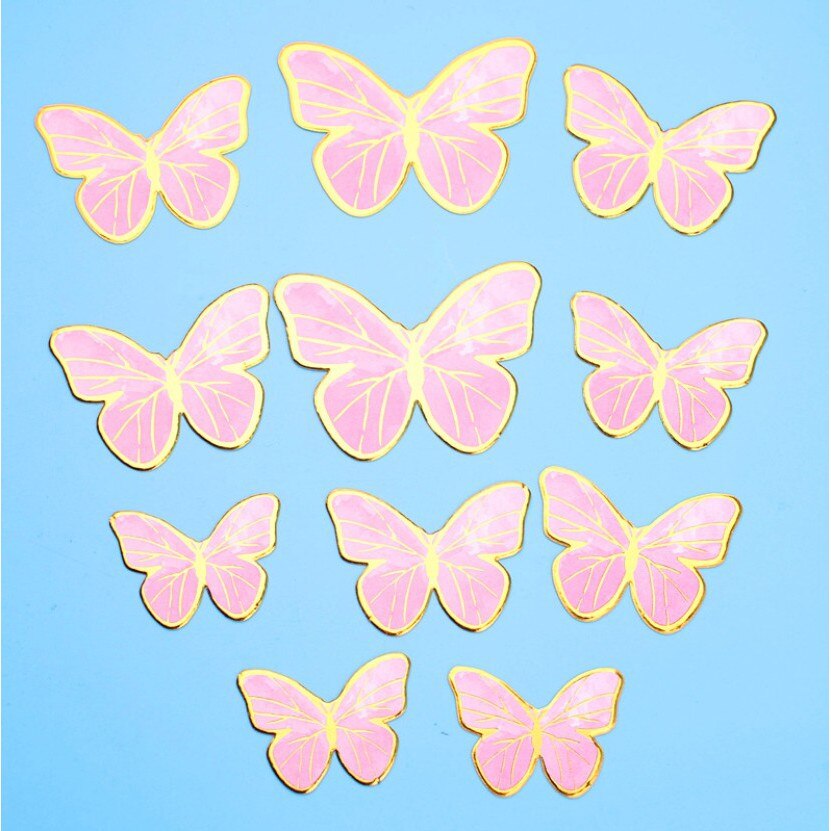 Décoration de gâteau papillon pour filles et femmes, ensemble de 11 pièces, pour anniversaire et mariage: Pink butterfly