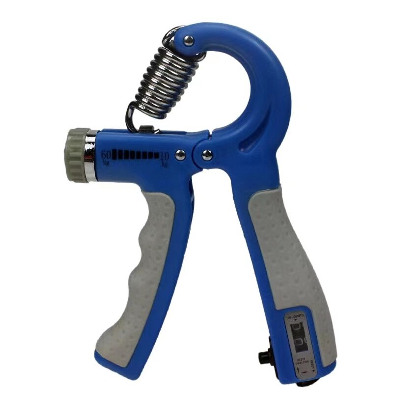 Hand Grip Set Adjustable Finger Strengthener with Counting Function Hand Grips Strengthener Hand Exerciser Grip Strengthener: Blue - 1 PC