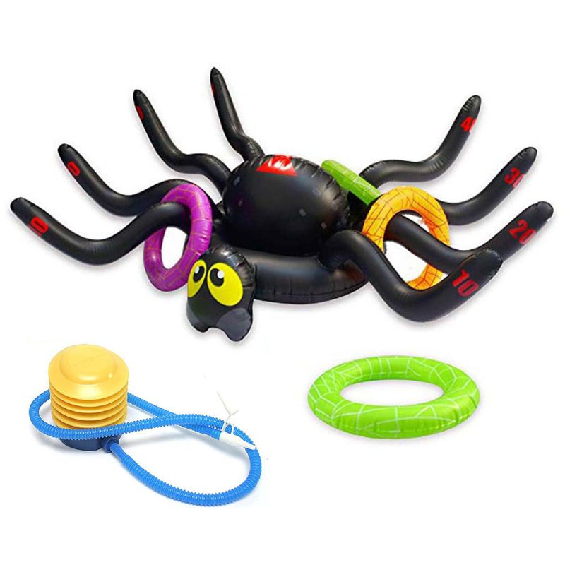 Inflatable Spider Throwing Ring Game Set Outdoor Indoor Interactive Games Toy 23GD