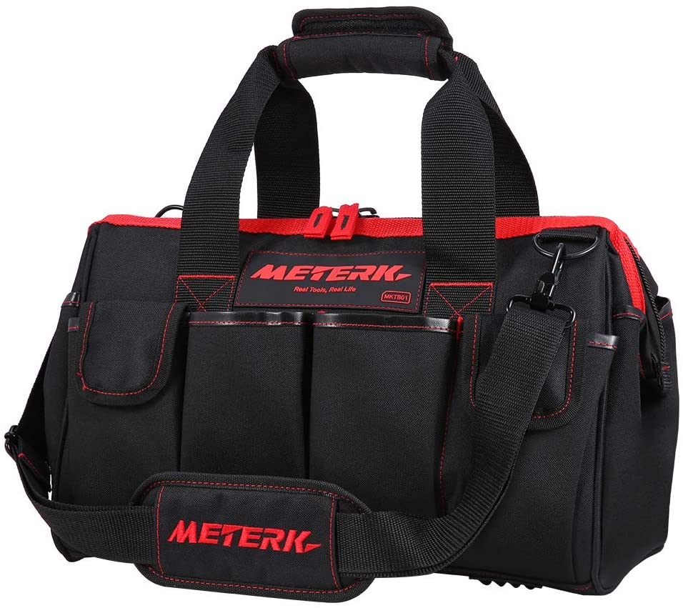 METERK Tool Bag 16-inch Tool Storage Kit 7 Pockets Electrical Kit with Adjustable Shoulder Strap