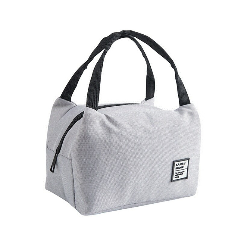 Lunch Bags Portable Lunch Box Large Large Capacity Picnic Bags Insulation Box Solid Color Food Case Food Handbags: Gray