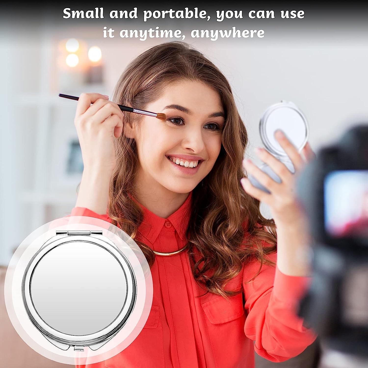 20Pcs/Lot Sublimation Blanks Metal Pocket Compact Mirror Travel Makeup Mirror For Women Men Home Travel Use