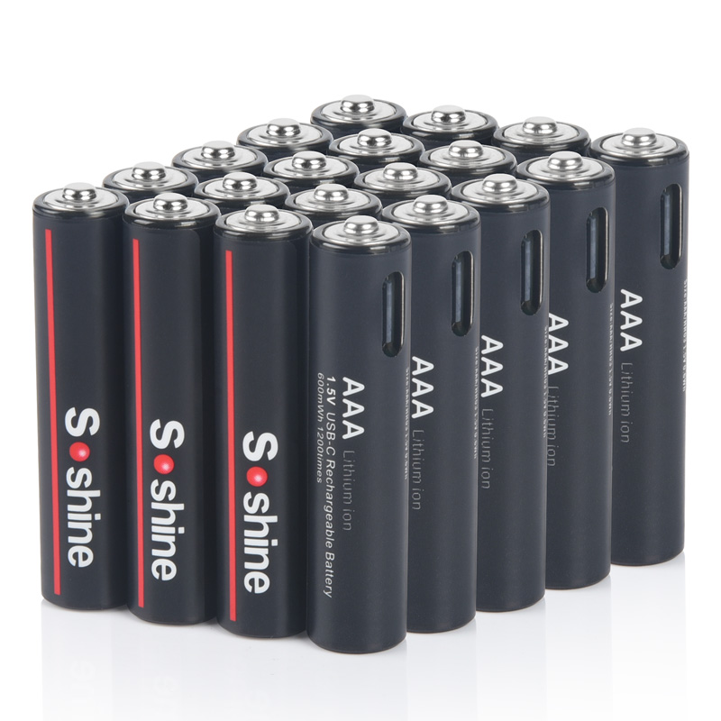 Batterie al litio USB Soshine da 600 mWh Batteria ricaricabile da 1,5 V AAA 600 mWh Ciclo di 1200 volte per topo giocattolo senza fili con telecomando: giallo