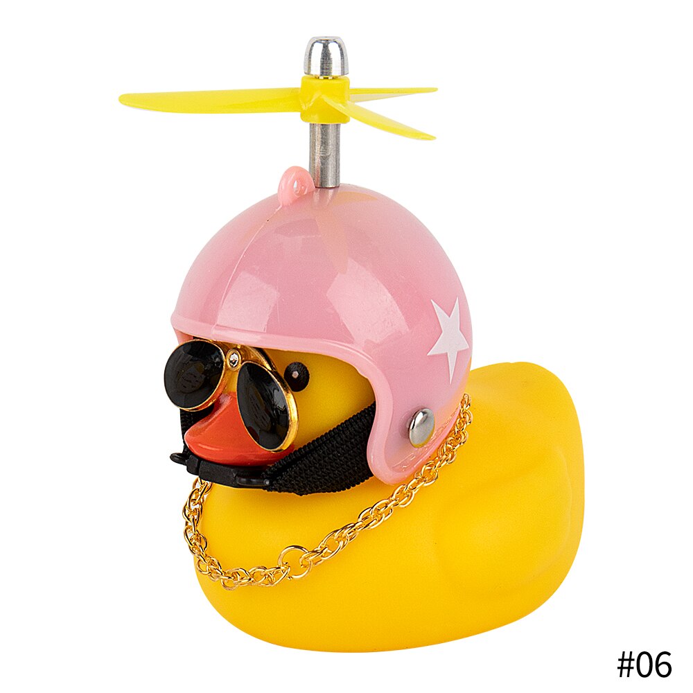 Populaire Kleine Gele Eend Auto Ornamenten Grappige Zonnebril Wind-Breaking Eend Met Propellor Helm Motor Paardrijden Fietsen Decoratie: Pink Star